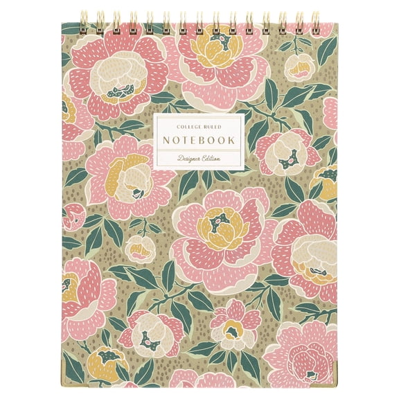 Pen+Gear Designer Edition Top Spiral Notebook, 8.3” x 11.34”, College Ruled, Floral, 80 Sheets