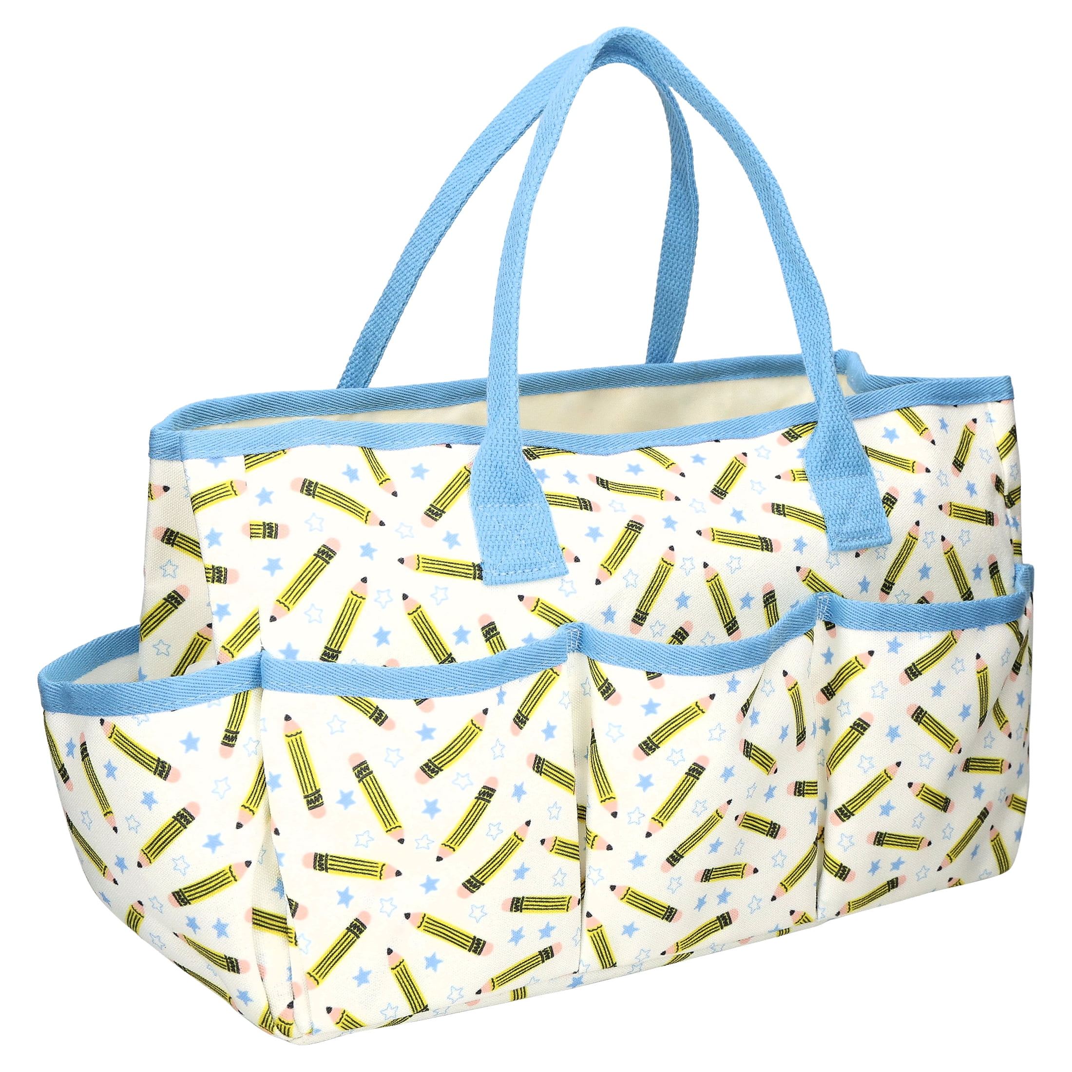 Pen+Gear Teacher Tote Organizer with 5 Side Pockets, Pencils Design
