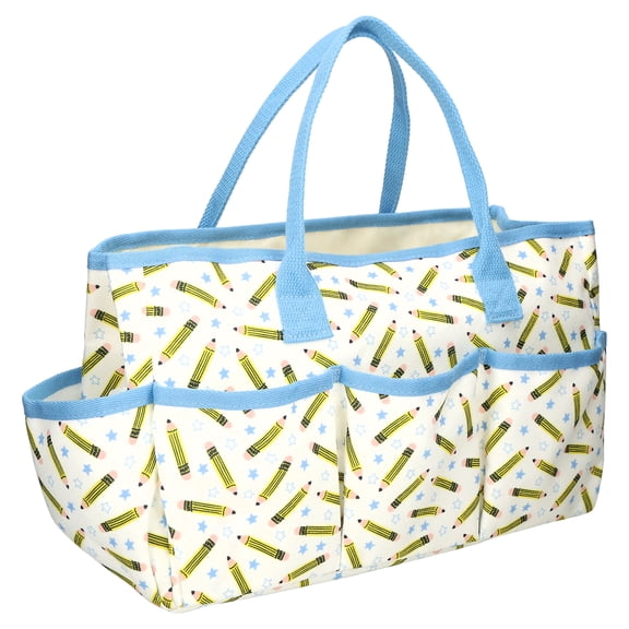 Pen+Gear Carry-All Teacher Tote Bag Organizer with Side Pockets, Pencils Design