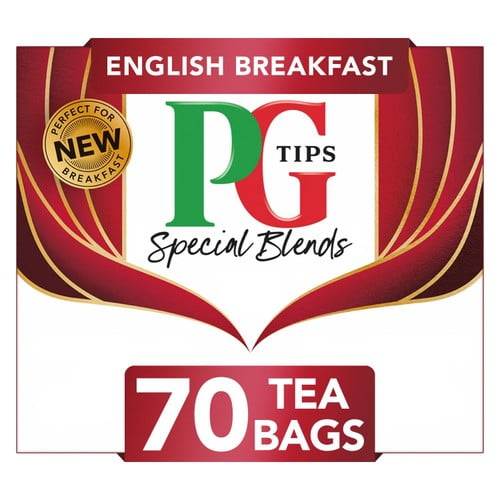 PG Tips English Breakfast Bold & Strong Plant Based Biodegradable Tea Bags 70's, British Import (Pack of 2)