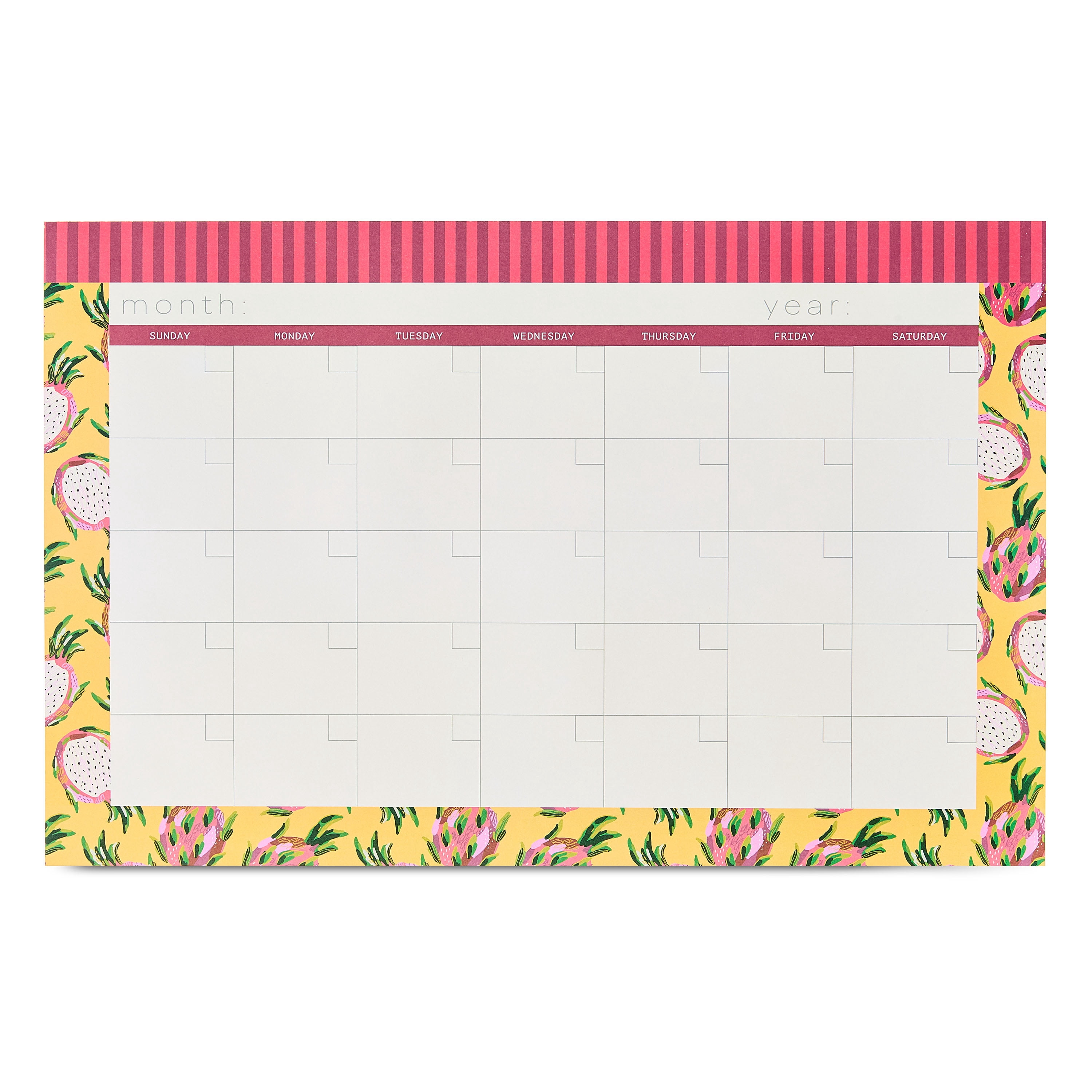 Pen+Gear Monthly (17" x 11") Multi Color Fruit Themed Undated Desk Planner Pad, 30 Sheets