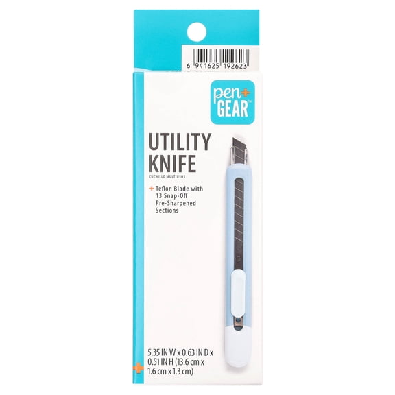 Pen+Gear Retractable Utility Knife, Teflon Coated Blade,5.35 IN x 0.63 IN x 0.51 IN