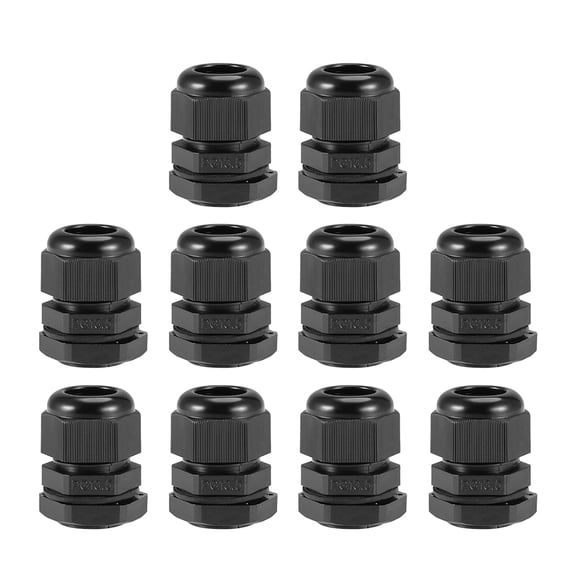 PG13.5 Cable Gland 5mm-9mm Wire Hole Waterproof Nylon Joint Adjustable Locknut with Washer Black 10 Pieces