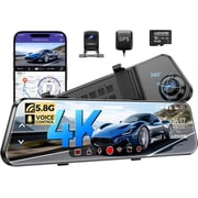 AZDOME Mirror Dash Cam PG17 4K UHD 12 Inch Touch Screen 2-Channel GPS WiFi