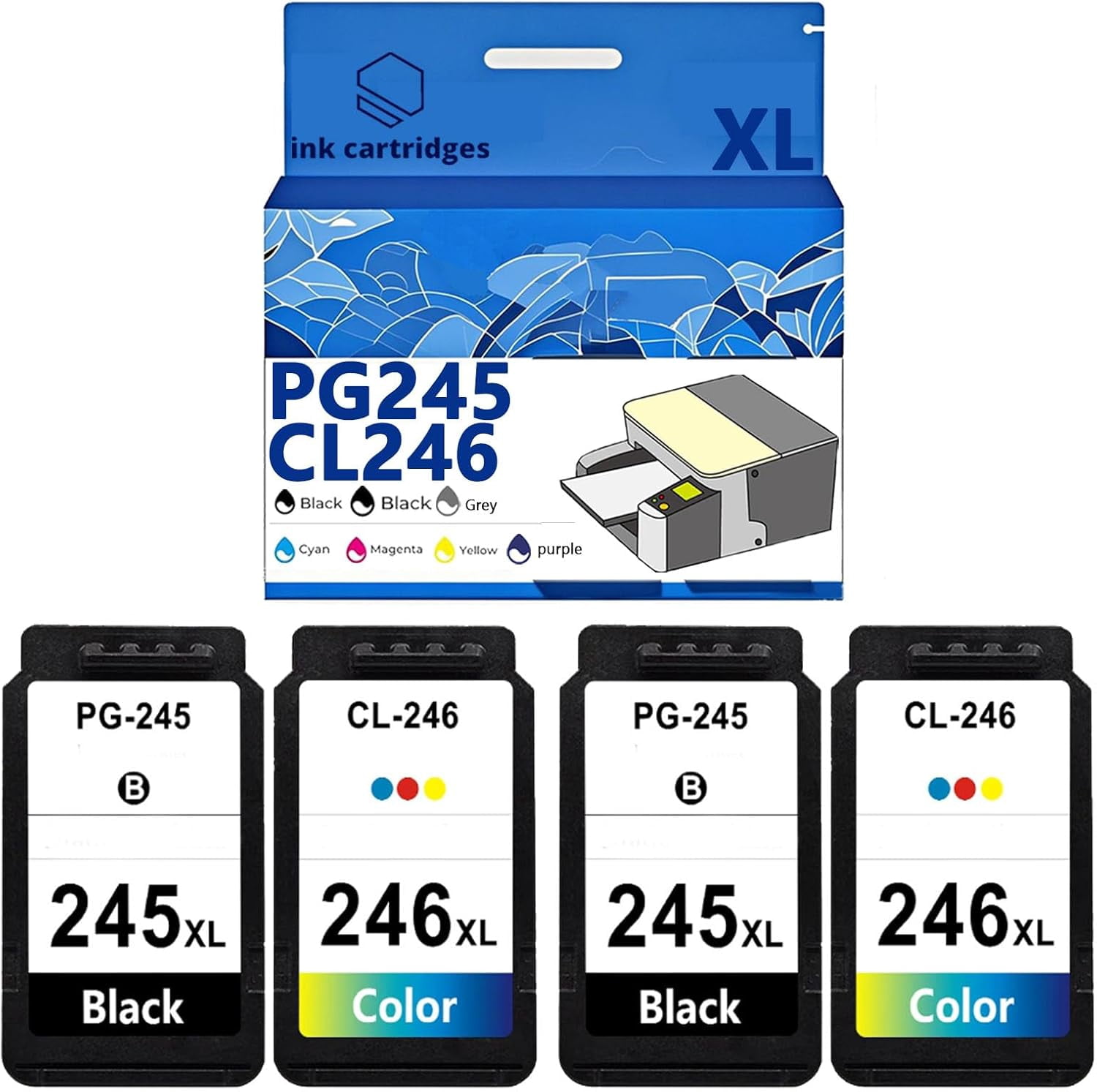 Chrisp Ink PG245XL CL246XL Ink Cartridges Compatible for Canon MX490 MG2522 MX492 ...