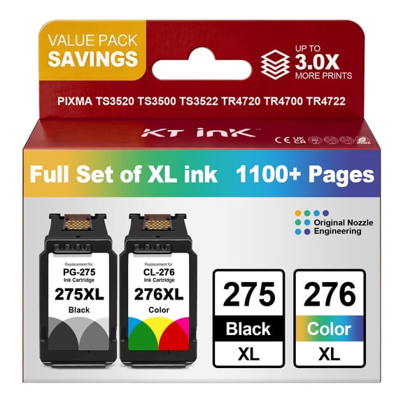Canon TS3722 ink cartridge for Canon 275xl/276xl ink cartridge Compatible for Canon 275xl 276xl Printer Ink cartridge for Canon PIXMA TS3722 TR4722 TS3522 TR4700 TS3520