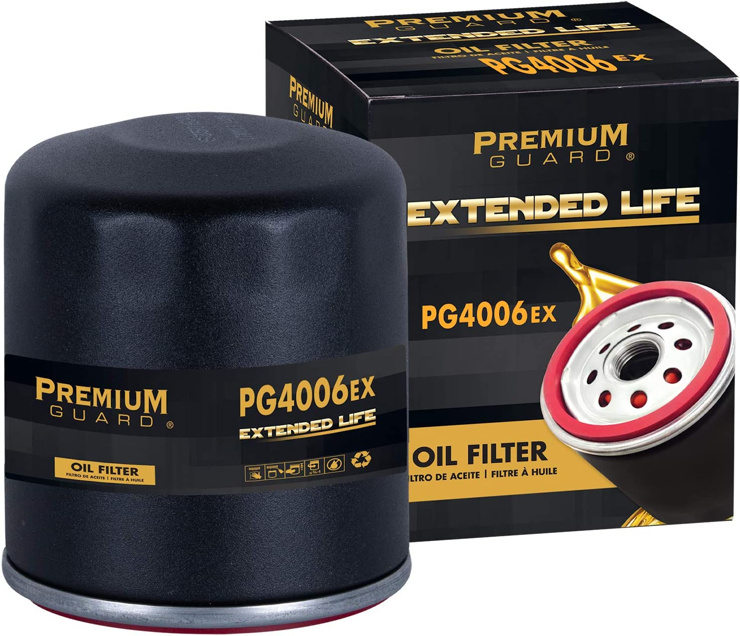 PG4006EX Extended Life Oil Filter up to 10,000 Miles | Fits 2012-1975 Chevrolet, GMC, Hummer, Cadillac, Pontiac, Oldsmobile, Isuzu, Buick, Saab, Workhorse Custom Chassis, Avanti - image 1 of 5