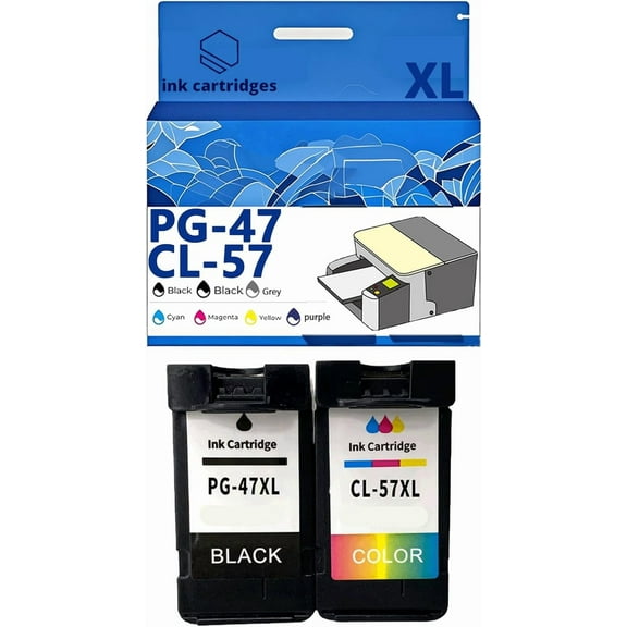 PG47 CL57 PG-47 CL-57 Ink Cartridges Compatible for Canon E400 E410 417 460 470 477 480 3170 3177 3370 4270 Inkjet Printers, Leak-Proof Design Crisp Printing