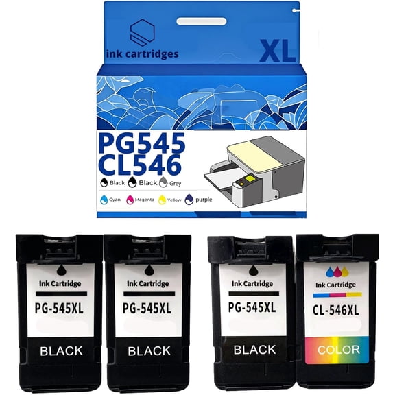 PG545XL CL546XL PG545 CL546 Ink Cartridges Compatible for Canon MG2580 MG2400 MG2500 IP2880 Inkjet Printers, Leak-Proof Design Crisp Printing