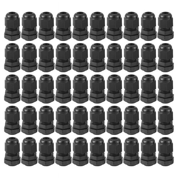 PG7 Black Nylon Waterproof Strain Relief,Cord Grip,Cable Gland 3.5-6 mm 50pcs,50pcs x Waterproof connector,black