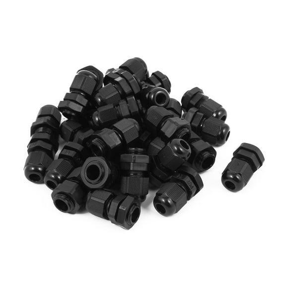 PG7 Waterproof IP68 Nylon Cable Gland Connector Joints Black 30pcs