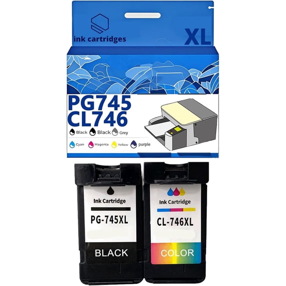PG745XL CL746XL PG745 CL746 Ink Cartridges Compatible for Canon IP2870 2870S MG2470 2970 MX497 TS207 307 3170 TR4570 Inkjet Printers, Leak-Proof Design Crisp Printing