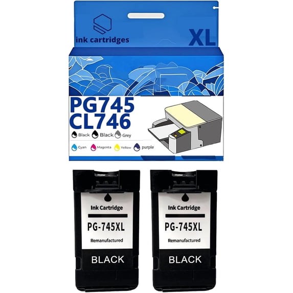 PG745XL CL746XL PG745 CL746 Ink Cartridges Compatible for Canon IP2870 2870S MG2470 2970 MX497 TS207 307 3170 TR4570 Inkjet Printers, Leak-Proof Design Crisp Printing