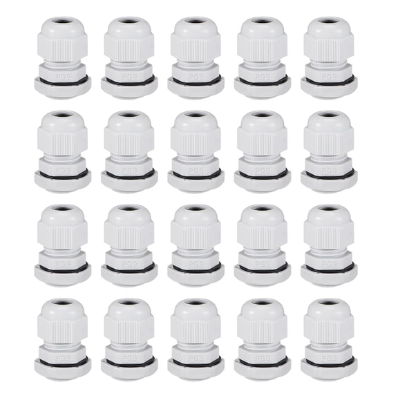 PG9 Cable Gland 2mm-6mm Wire Hole Waterproof Nylon Joint Adjustable Locknut with Washer White 20 Pieces
