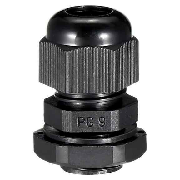 PG9 Cable Gland Waterproof Plastic Joint Adjustable Locknut Black for 4mm-8mm Dia Cable Wires