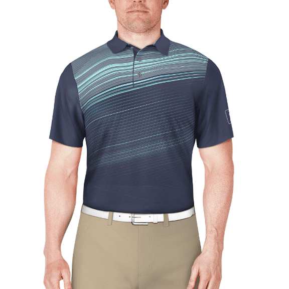 PGA TOUR Apparel Men's Short Sleeve Asymmetric Stripe Printed Polo, M