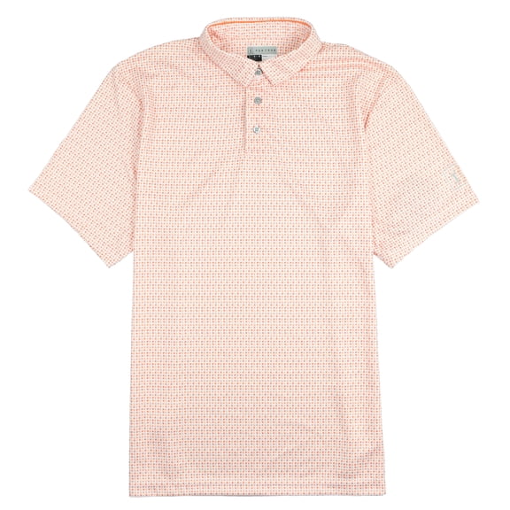 Pga Tour Men's Airflux Geo-Print Polo Shirt Active Vermillion Orange Small New