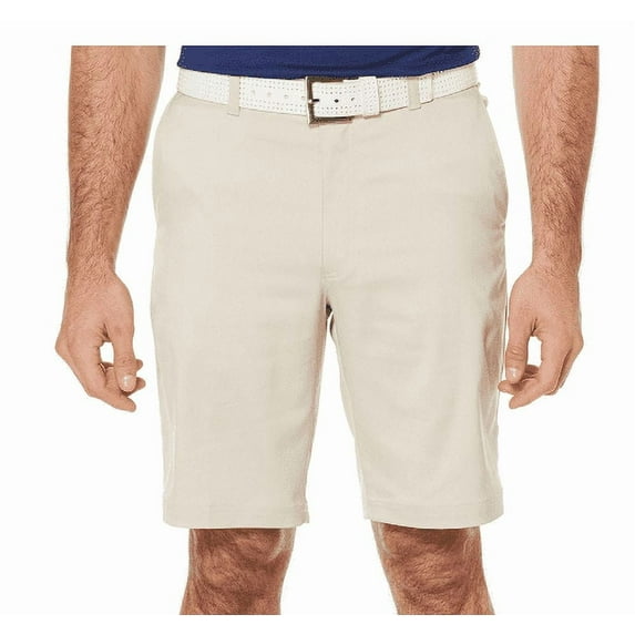 PGA TOUR Men's Flat Front Active Waistband Short, Silver Lining, 32