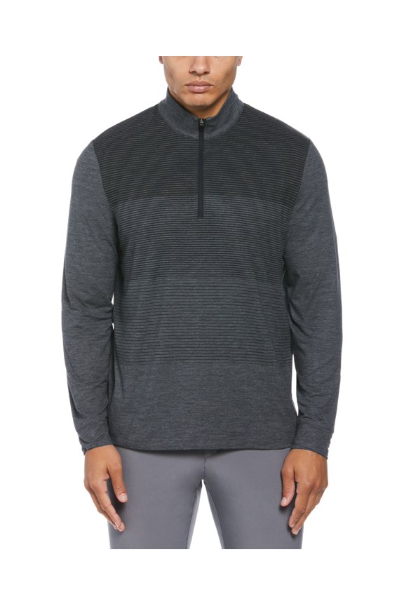 Mens Lux Touch Ombre Golf Sweater Iron Caviar Heather Size S NWT