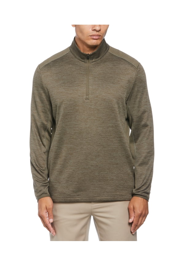 Mens Space Dyed Quarter Zip Sweater Industrial Green Heather XL