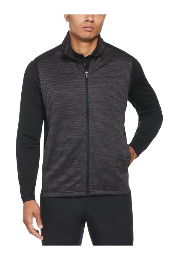 Mens Two Tone Space Dyed Golf Vest Coat Black Grey Medium