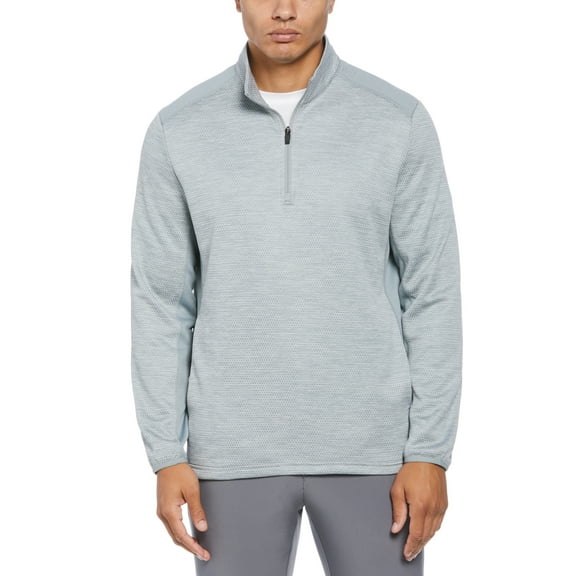 PGA TOUR Mens Two Tone Space Dyed Quarter Zip Sweater Quarry Heather Grey XL