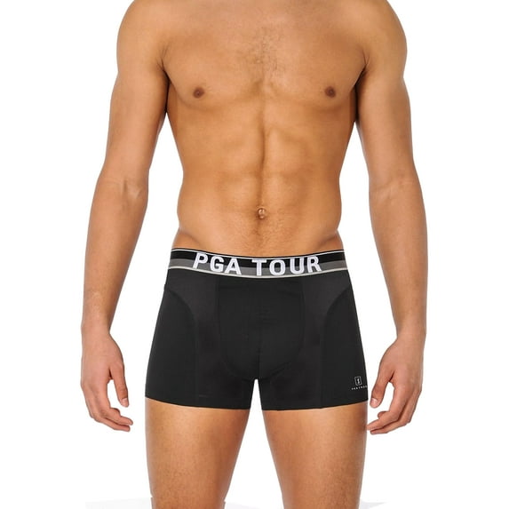 PGA Tour Golf Men's Sport Trunk Underwear (4-Pack), X-Large Black -