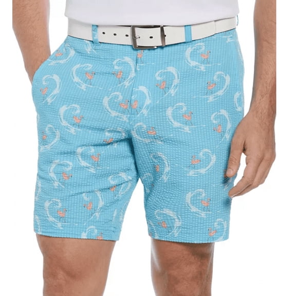 PGA Tour Men Regular fit Golf Shorts 40 Blue Flamingo