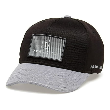 PGA Tour Men's Adjustable Fade Golf Hat, Caviar Black -