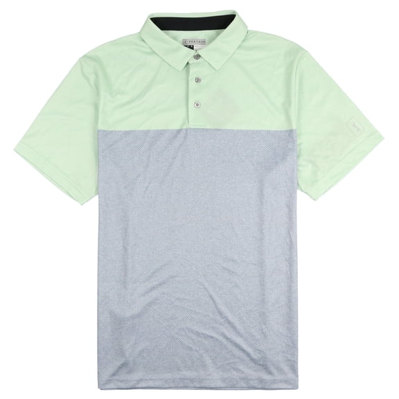 PGA Tour Men's Airflux Birdseye Block Polo Golf Shirt Medium Green Gray
