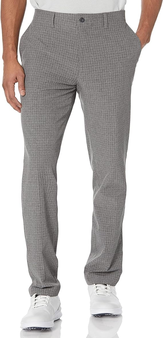 PGA Tour Men's Flat Front Heathered Plaid Golf Pants in Grey32x30