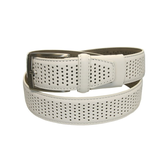 PGA Tour Men's Genuine Leather Stretch Fit Perforated Belt, 32" White -