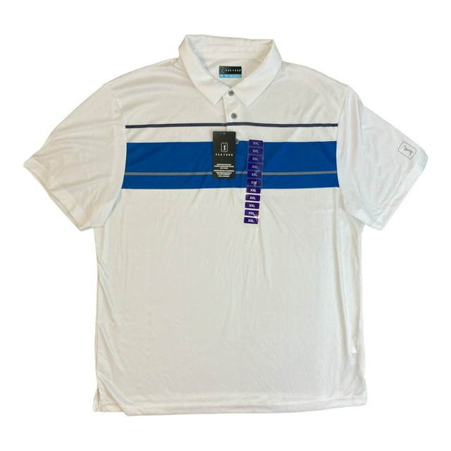 PGA Tour Men's Golf Performance 3 Button Placket Polo Shirt (Bright