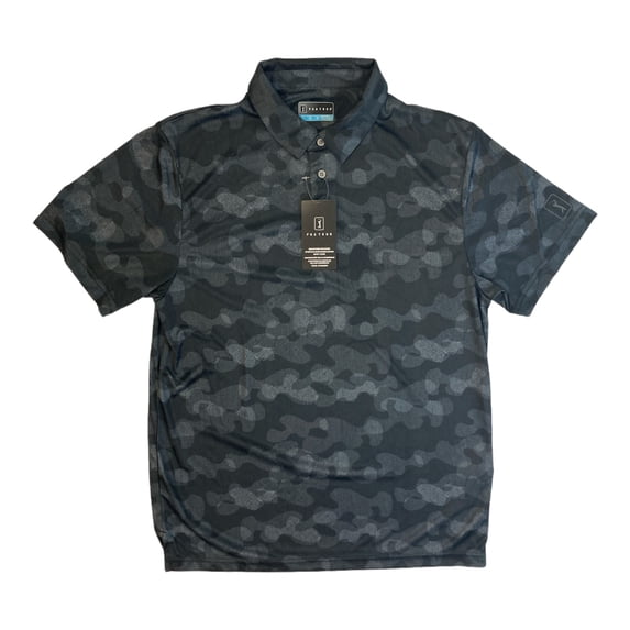 PGA Tour Men's Golf Performance 3 Button Placket Polo Shirt (Caviar, XXL)