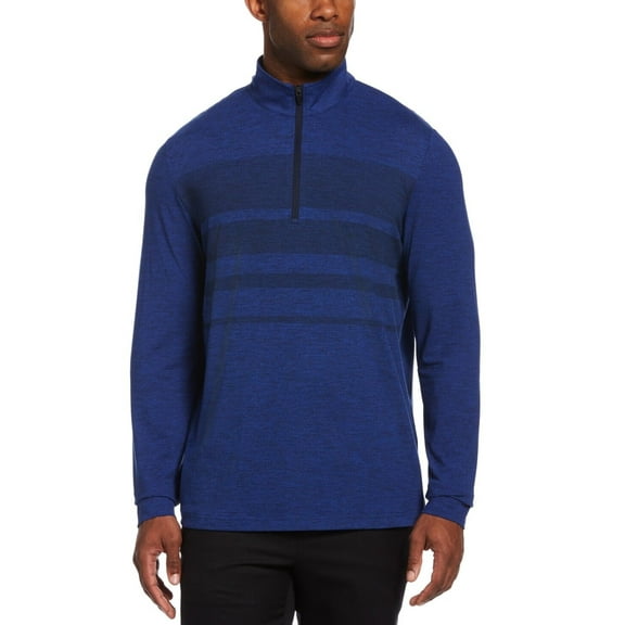 PGA Tour Men's Luxury Performance Stretch Textured Gradient Stripe 1/4 Zip Golf Sweatshirt Blue Size S