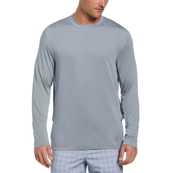 PGA Tour Men's Mixed Media Sun Protection Golf Shirt Gray Size Large