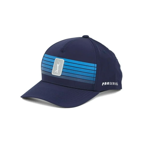 PGA Tour Men's Printed Stripe Adjustable Golf Hat, Peacoat Blue -