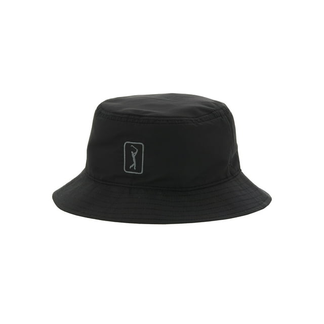 PGA Tour Men's Reversible Bucket Hat OSFM Fits Up To 7.5 Hat Size,Black/Charcoal