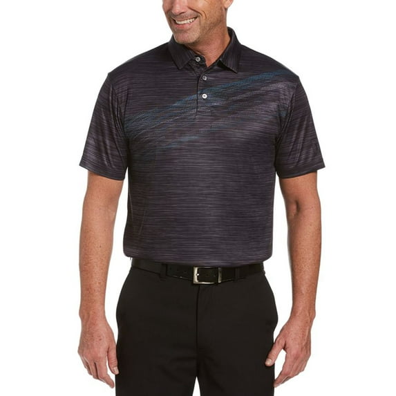 PGA Tour Men's Textured Polo Shirt Black Size Medium