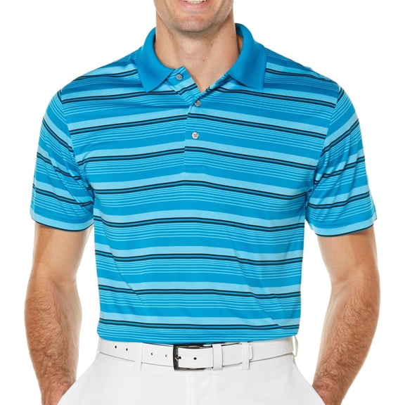 PGA Tour Mens Airflux Stripe Polo Shirt, Blue, Small