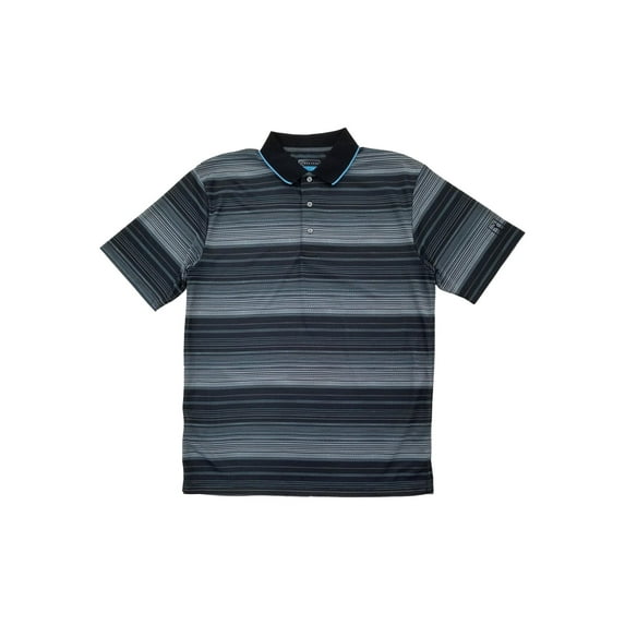 PGA Tour Mens Big & Tall Caviar Black Roadmap Stripe Jacquard Polo T-Shirt LT