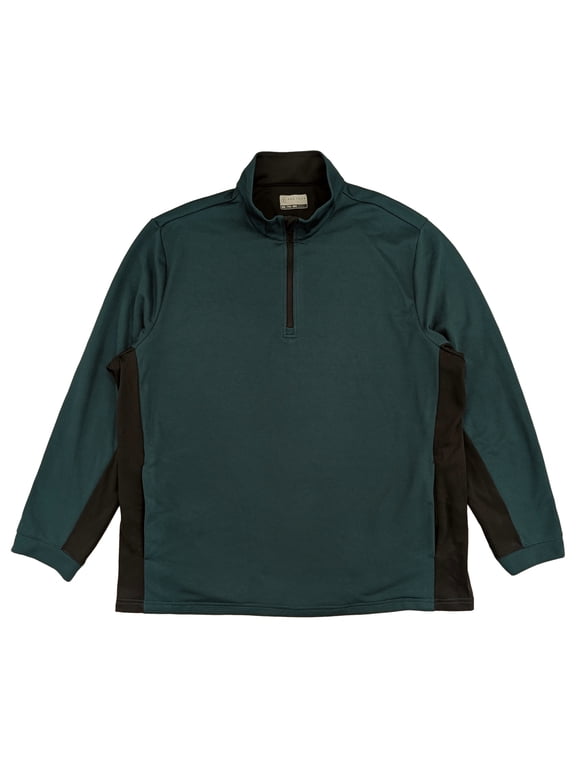 Mens Dark Green & Black Micro Jacquard Quarter Zip Golf Jacket XXL