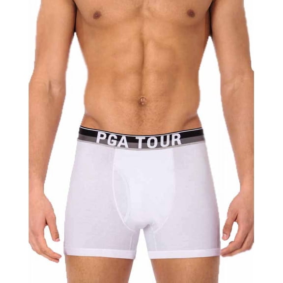 PGA Tour Mens Boxer Brief Three Pack (White, Small)