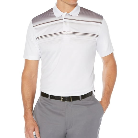 PGA Tour Mens Colorblocked Polo Shirt, White, Small