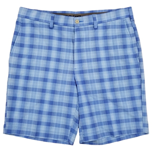 PGA Tour Mens Dutch Blue Plaid Active Waist Performance Stretch Golf Shorts