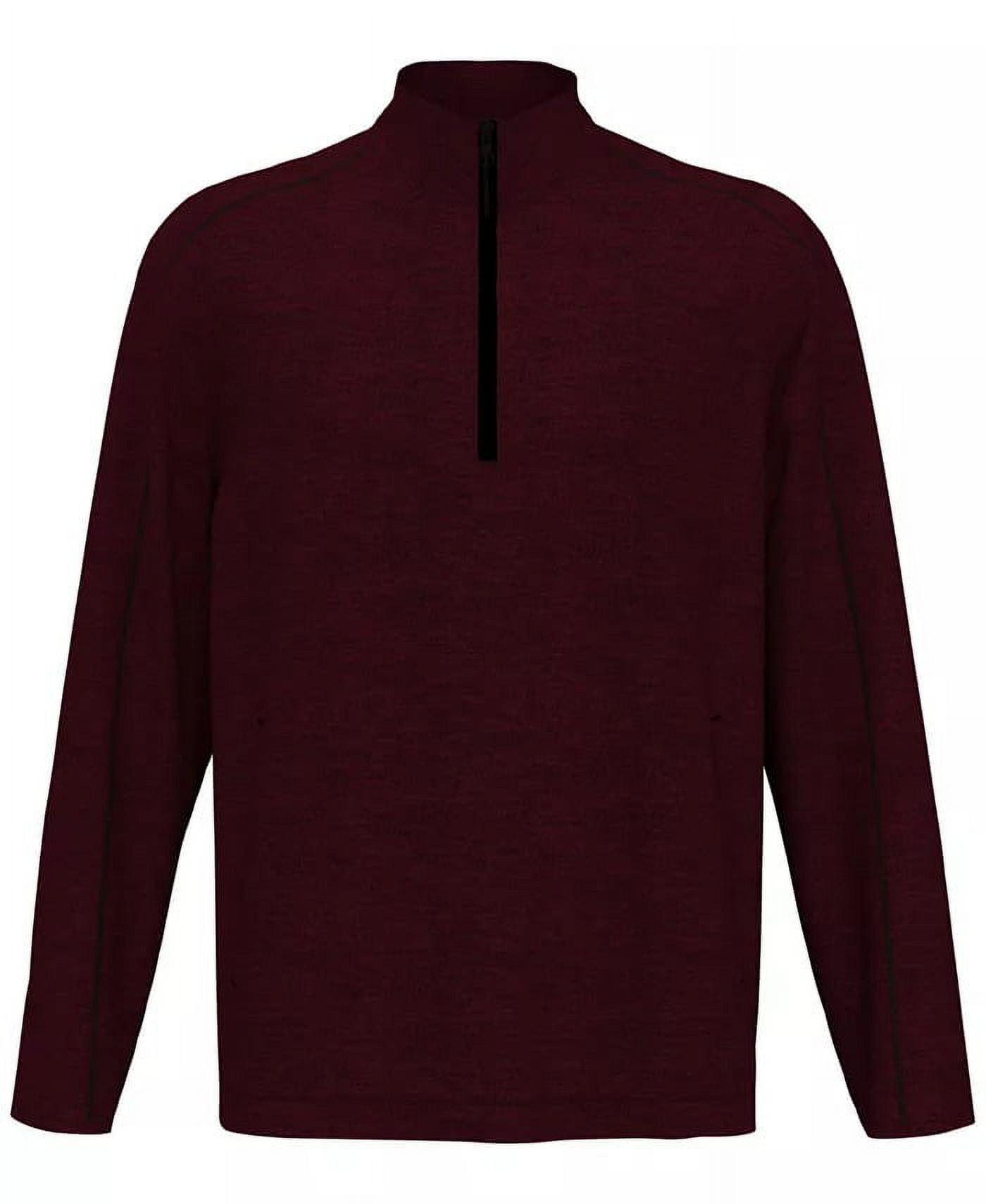 PGA Tour Mens Maroon Heather Textured Fleece Quarter Zip Pullover