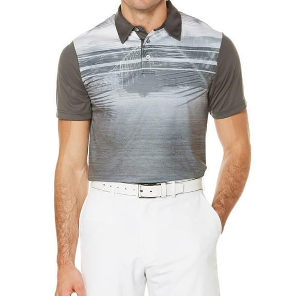 PGA Tour Mens Palm Polo Shirt, Grey, Small