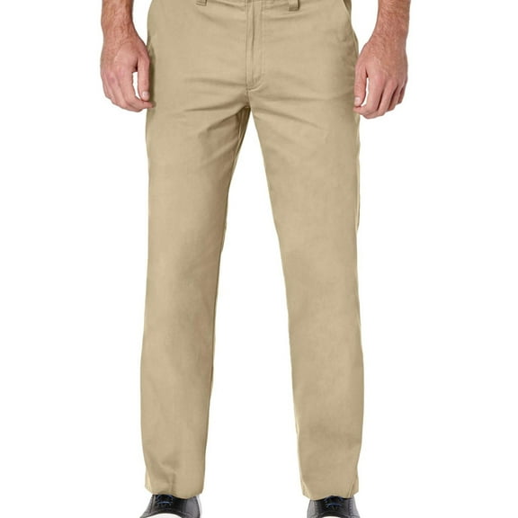 PGA Tour Mens Performance Stretch Casual Trouser Pants, Beige, 32W x 32L