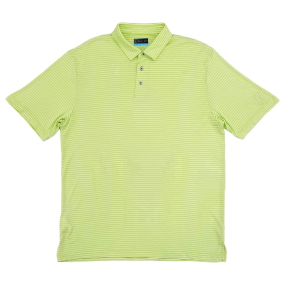 PGA Tour Mens Tomatillo Green White Single Feeder Stripe Golf Polo Shirt X-Large