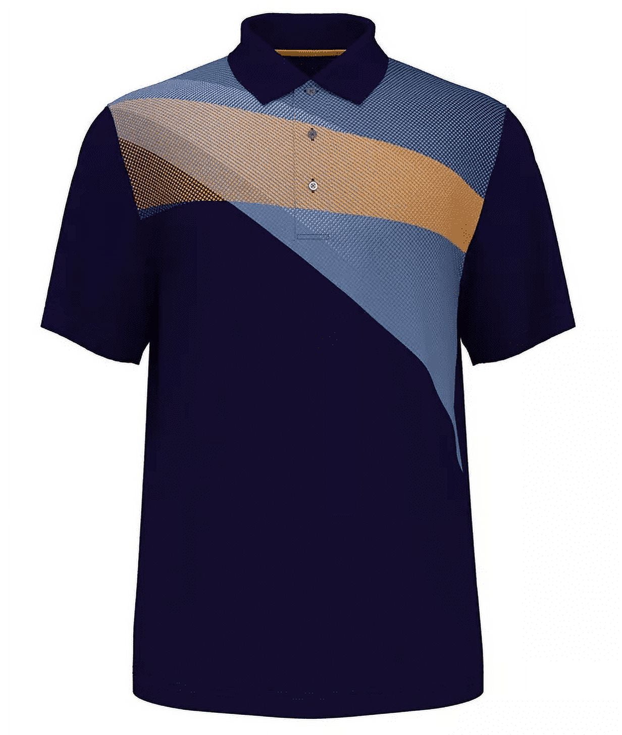 PGA Tour PEACOAT Big Boys Shadow Asymmetric Print Polo Shirt US Medium 10 12 Walmart